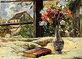 Paul Gauguin Famous Paintings - Vase of Flowers and Window
